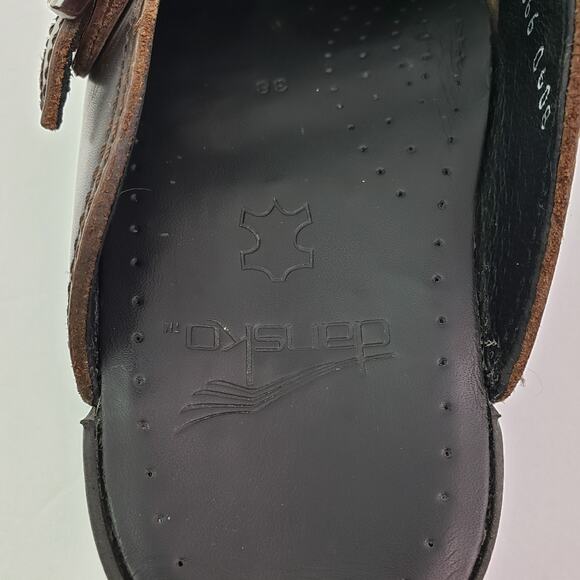 Dansko Merrie Womens Size Eu 38 US 7.5-8 Brown Leather Slip On Mule Clog Shoes - Picture 11 of 12